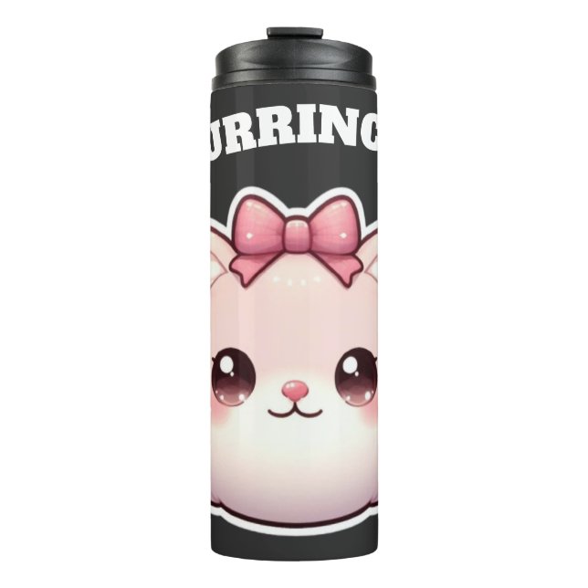 Garrafa Térmica Design Princesa Fofa Arco de Gatinho Rosa (Frente)