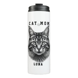 Garrafa Térmica Design Simples Fofo Personalizado Mãe de Gato Aman