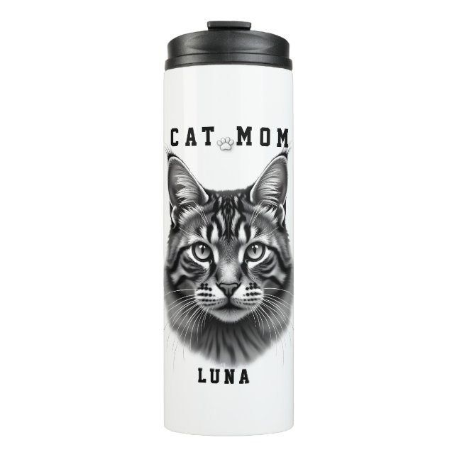 Garrafa Térmica Design Simples Fofo Personalizado Mãe de Gato Aman (Frente)