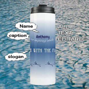 Garrafa Térmica Designação personalizada e desenho de texto