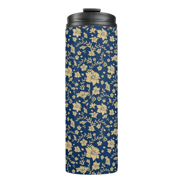 Garrafa Térmica Destaques Dourados de fundo do marinho Tumbler tér (Frente)