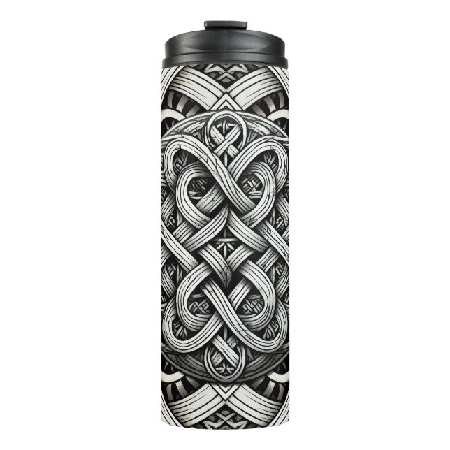 Garrafa Térmica Detaillierte Schwarz-Weißer keltischer Knoten 0001 (Frente)