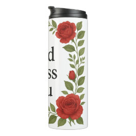 Garrafa Térmica Deus Abençoe Você Rosa Floral Religiosa