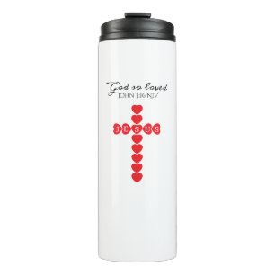 Garrafa Térmica Deus Amou Tanto o Mundo Coração Vermelho Cruz Bran