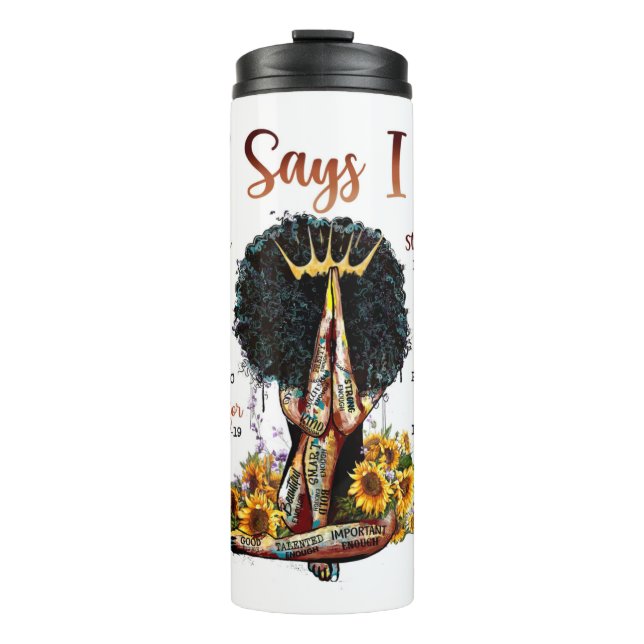 Garrafa Térmica Deus Diz Que Sou Cristã Melanina Sista Negra (Frente)