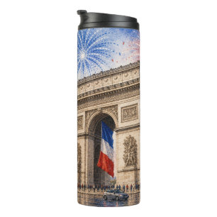 Garrafa Térmica dia da Bastilha Arco do triunfo Paris França fogo
