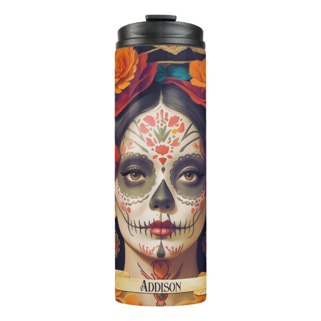 Garrafa Térmica Dia Da Catrina Dos Mortos 1 Com Texto (Frente)