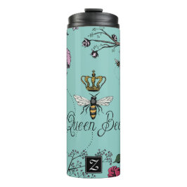 Garrafa Térmica Dia das Mães Monograma Abelha Rainha Coroa Dourada
