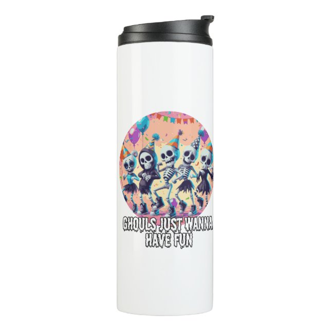 Garrafa Térmica Dia de as Bruxas engraçado Ghouls Só Quer Festa Di (Giro à esquerda)