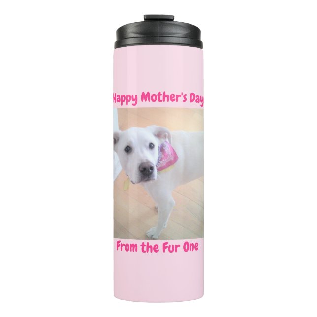 Garrafa Térmica Dia de as mães Cachorro Cachorro Branco Doce Rosa (Frente)