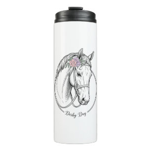 Garrafa Térmica Dia de Derby Desenho de Flor de Cavalo Gravado Vin