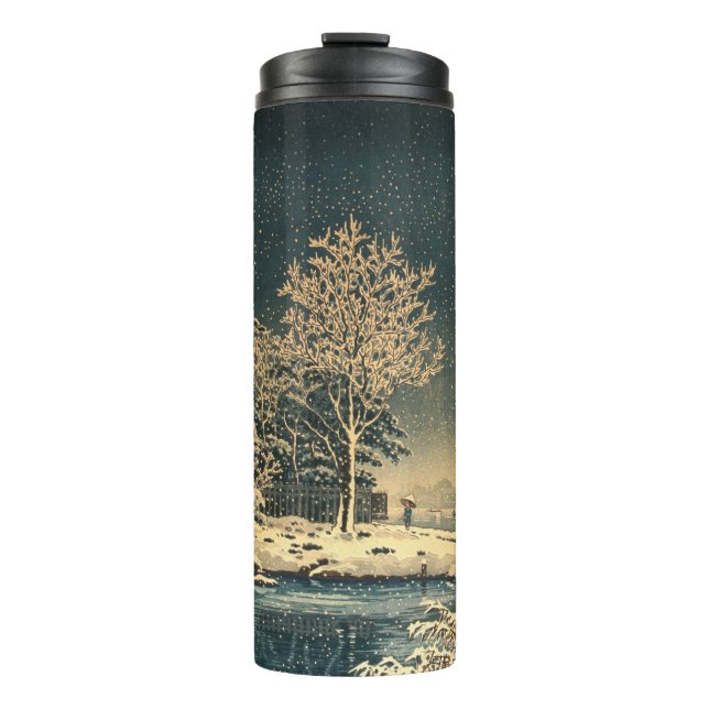 Garrafa Térmica Dia de inverno no Rio Sumida, no Japão (Frente)