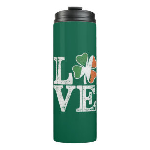 Garrafa Térmica Dia de São Patrício Amor Sorte Trevo Verde Irlandê