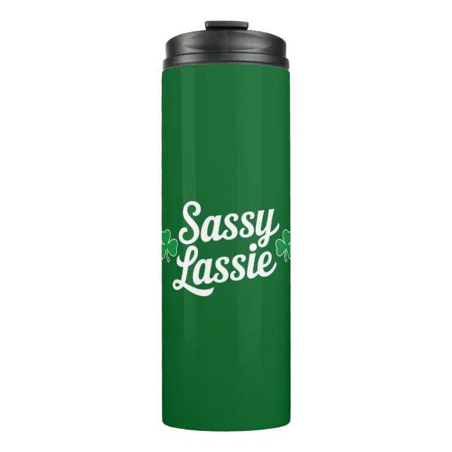 Garrafa Térmica Dia de São Patrício Sassy Lassie Funny Irlandês (Frente)