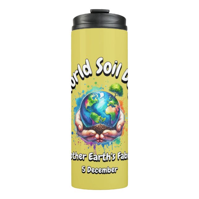 Garrafa Térmica Dia Mundial do Solo (WSD) 5 de dezembro. (Frente)