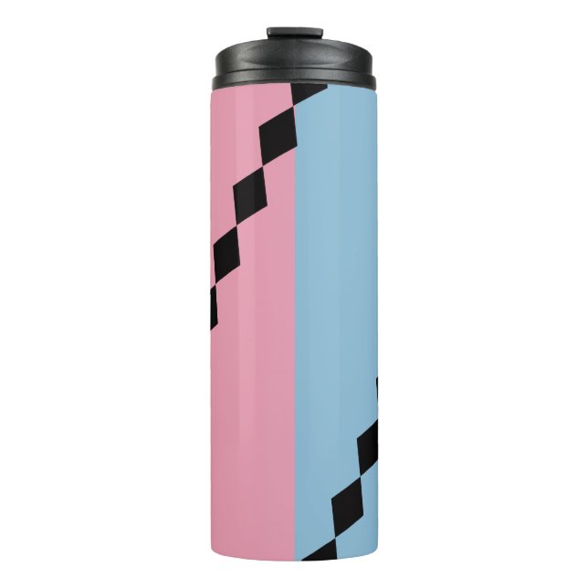 Garrafa Térmica Diamante Diagonal Rosa e Azul  (Frente)