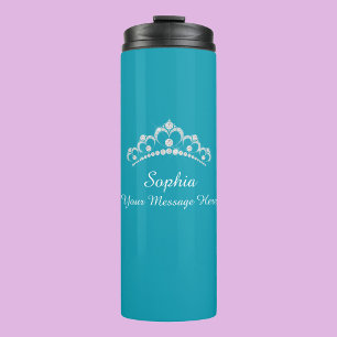 Garrafa Térmica Diamond Crown, Name, Your Message, Teal
