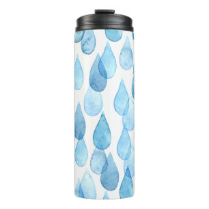 Garrafa Térmica Dias de Chuva: Padrão de Aquarela Vintage