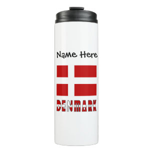 Garrafa Térmica Dinamarca e Bandeira Dinamarquesa Personalizados