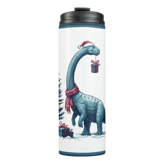 Garrafa Térmica dinossauro Brontossauro de Natal (Frente)