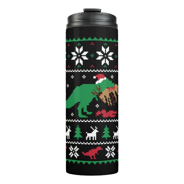 Garrafa Térmica Dinossauro Feliz Natal Engraçado (Frente)