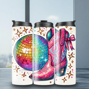 Garrafa Térmica Disco Ball Cowboy Botas Tumbler Térmico