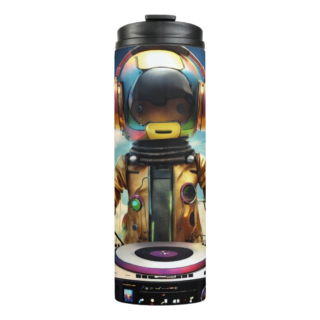 Garrafa Térmica DJ Robot Mug - Design do Console Misturador Futurí (Frente)