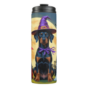 Garrafa Térmica Doberman Dogs Pumpkin Halloween Engraçado