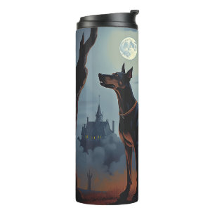 Garrafa Térmica Doberman Halloween Assustador