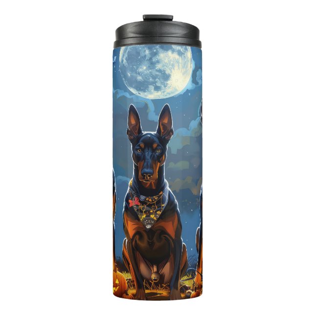 Garrafa Térmica Doberman Halloween Assustador (Frente)