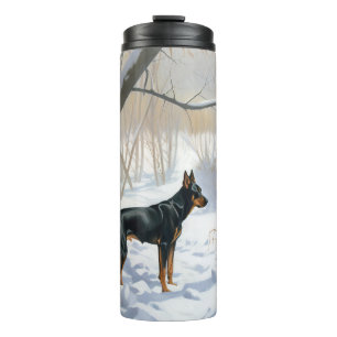 Garrafa Térmica Doberman Pinscher Deixe Nevar Natal