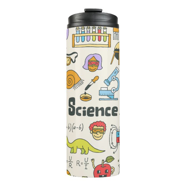 Garrafa Térmica Dodles Científicos: Conjunto Escolar Desenho À Mão (Frente)