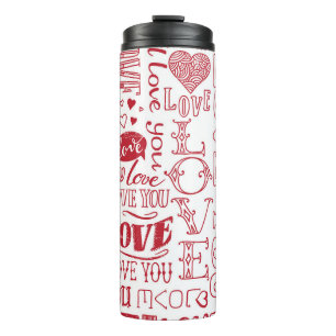 Garrafa Térmica Dodles de amor feitos à mão, um padrão encantador.