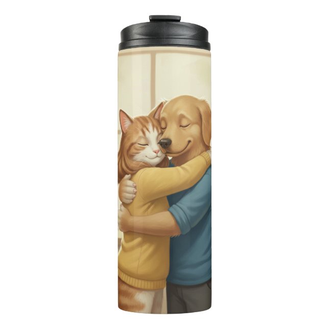 Garrafa Térmica Dog and Cat Hug Thermal Tumbler (Frente)