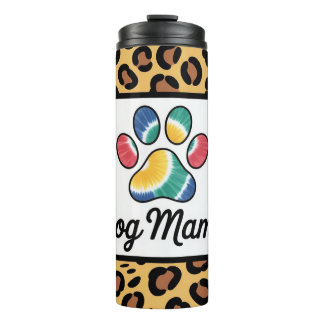 Garrafa Térmica Dog Mama Tie-Dye Paw Print Leopard Pattern Design