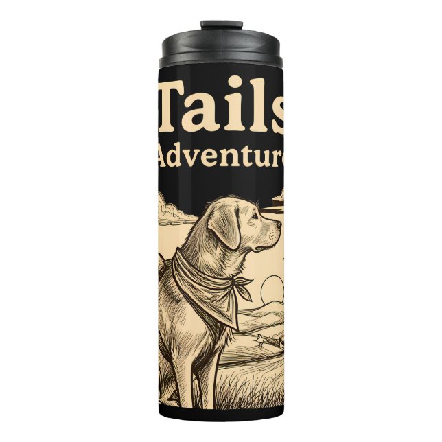 Garrafa Térmica Dog Tails of Adventure Funny Dog Lover Hiking  (Frente)