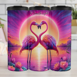 Garrafa Térmica Dois Flamingos Heart Sunset Lake