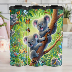 Garrafa Térmica Dois Koalas na Floresta Borboleta