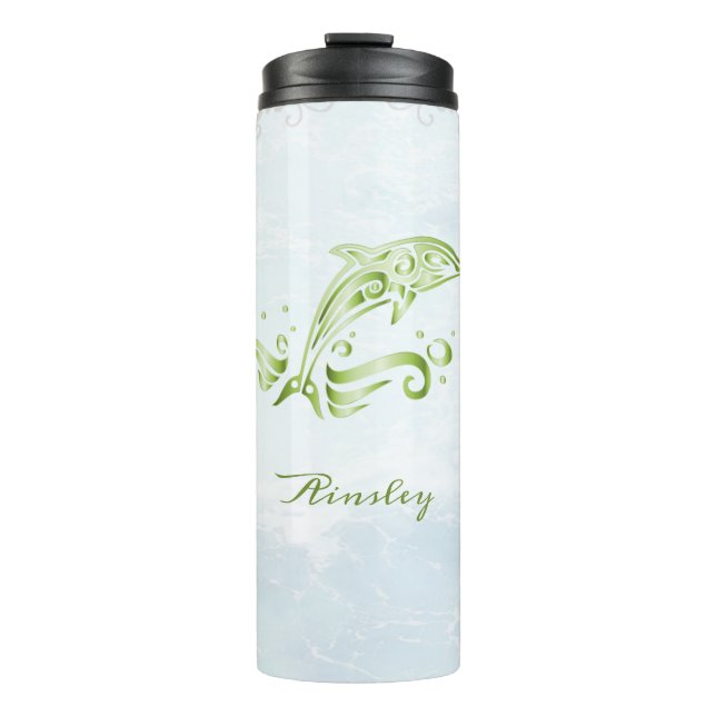 Garrafa Térmica Dolphin Personalizado Tumbler Térmico Verde (Frente)