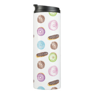 Garrafa Térmica Donuts Aquarela Padrão Caprichoso Pintado à Mão