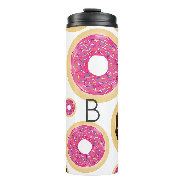 Garrafa Térmica Donuts Recheados de Rosa e Marrom Diversão Moderna (Frente)