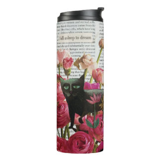 Garrafa Térmica Dormir para Sonhar Flores Rosa Quentes de Gato Pre