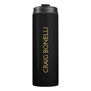 Garrafa Térmica Dourada cor preta moderna minimalista