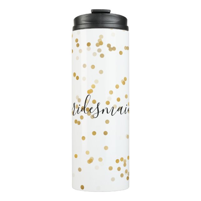 Garrafa Térmica Dourada Glam Confetti Bridesmaid (Frente)
