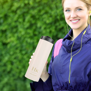 Garrafa Térmica Dourada Lente Clássica Mínima Simples Monograma Mo