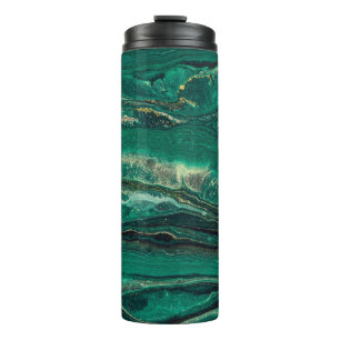 Garrafa Térmica Dourado Blue Marbling: Arte Fluida