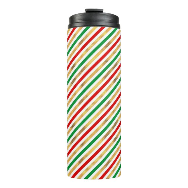 GARRAFA TÉRMICA DOURADO DIAGONAL VERDE VERMELHO VERDE VERMELHO (Frente)