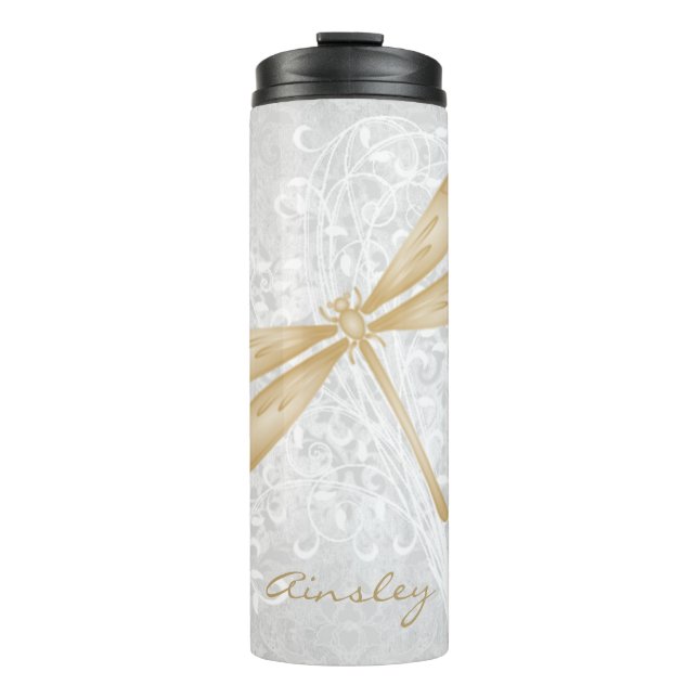 Garrafa Térmica Dourado Dragonfly Personalizada Thermal Tumbler (Frente)