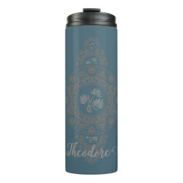 Garrafa Térmica Dourado personalizado Rococo Lotus Mandala Ornamen