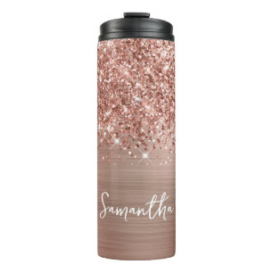 Garrafa Térmica Dourado Rosa Espelhado Personalizado Glam Nome